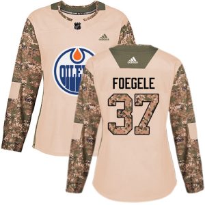 adidas oilers #37 warren foegele camo authentic 2017 veterans day women's stitched nhl customized jersey