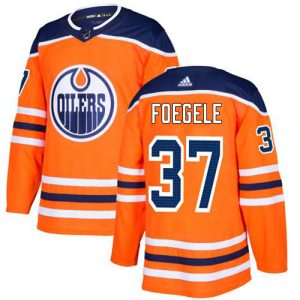 Adidas Oilers #37 Warren Foegele Orange Home Authentic Stitched NHL Jersey