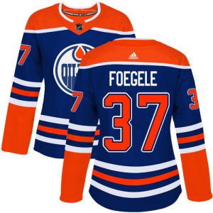 Adidas Oilers #37 Warren Foegele Royal Alternate Authentic Women's Stitched NHL Jersey