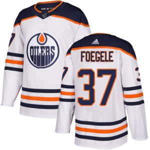 Adidas Oilers #37 Warren Foegele White Road Authentic Stitched NHL Jersey