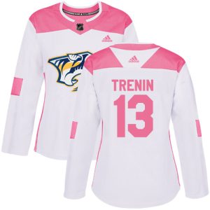 wholesale Adidas Predators #13 Yakov Trenin White/Pink Authentic Fashion Women's Stitched NHL Jersey