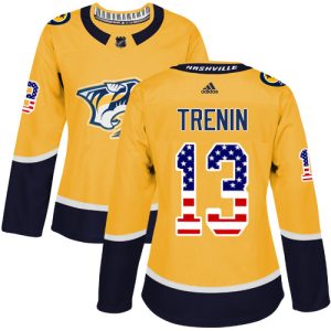 adidas predators #13 yakov trenin yellow home authentic usa flag women's stitchednhl customized jersey