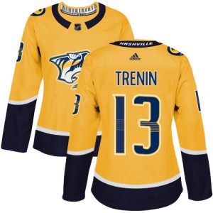 custom Adidas Predators #13 Yakov Trenin Yellow Home Authentic Women's Stitched NHL Jersey