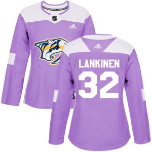 Adidas Predators #32 Kevin Lankinen Purple Authentic Fights Cancer Women's Stitched NHL Jersey