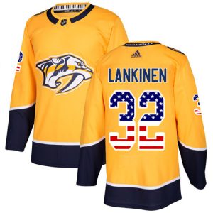 wholesale Adidas Predators #32 Kevin Lankinen Yellow Home Authentic USA Flag Stitched NHL Jersey