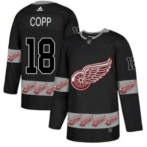 youth Adidas Red Wings #18 Andrew Copp Black Authentic Team Logo Fashion Stitched NHL Jersey