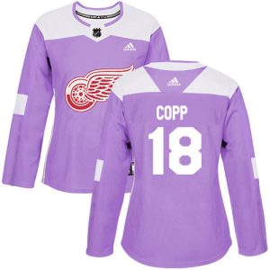 replica Adidas Red Wings #18 Andrew Copp Purple Authentic Fights Cancer Women's Stitched NHL Jersey