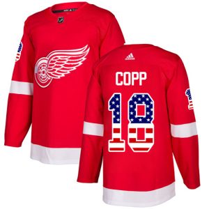 authentic Adidas Red Wings #18 Andrew Copp Red Home Authentic USA Flag Stitched NHL Jersey