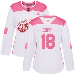 adidas red wings #18 andrew copp white/pink authentic fashion women's stitched nhl youth jersey