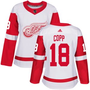 Adidas Red Wings #18 Andrew Copp White Road Authentic Women's Stitched NHL Jersey