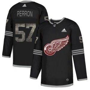 wholesale Adidas Red Wings #57 David Perron Black Authentic Classic Stitched NHL Jersey