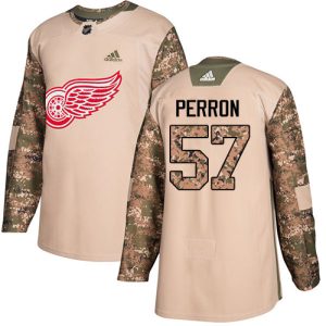 limited Adidas Red Wings #57 David Perron Camo Authentic 2017 Veterans Day Stitched NHL Jersey