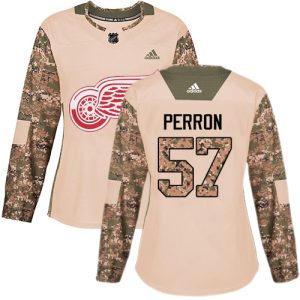 Adidas Red Wings #57 David Perron Camo Authentic 2017 Veterans Day Women's Stitched NHL Jersey