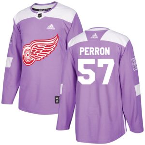 Adidas Red Wings #57 David Perron Purple Authentic Fights Cancer Stitched Youth NHL Jersey