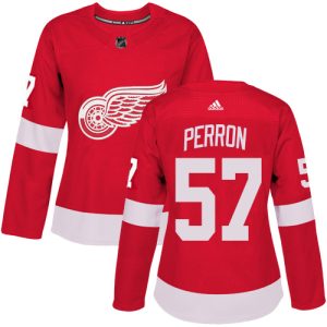 adidas red wings #57 david perron red home authentic women's stitched nhl customized jersey