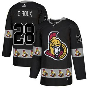 custom Adidas Senators #28 Claude Giroux Black Authentic Team Logo Fashion Stitched NHL Jersey