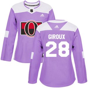 Adidas Senators #28 Claude Giroux Purple Authentic Fights Cancer Women's Stitched NHL Jersey