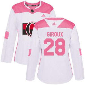 Adidas Senators #28 Claude Giroux White/Pink Authentic Fashion Women's Stitched NHL Jersey