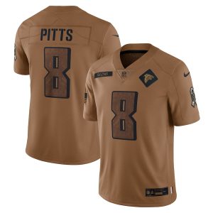 wholesale Atlanta Falcons #8 Kyle Pitts Men's 2023 Salute To Service Limited Jersey - Brown