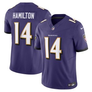 Baltimore Ravens #14 Kyle Hamilton Men's Purple Vapor F.U.S.E. Limited Jersey