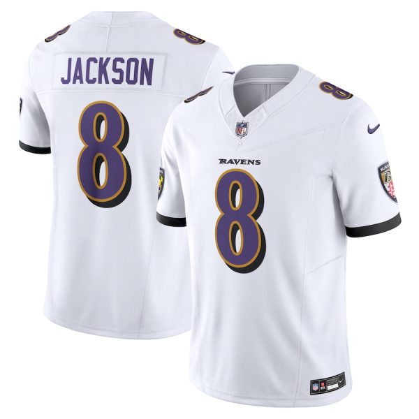 Baltimore Ravens #8 Lamar Jackson Men's White Vapor F.U.S.E. Limited Jersey