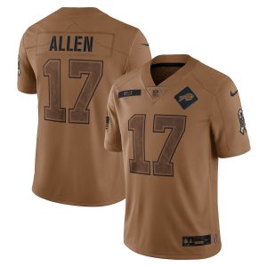 wholesale Buffalo Bills #17 Josh Allen Men's 2023 Salute To Service Limited Jersey - Brown