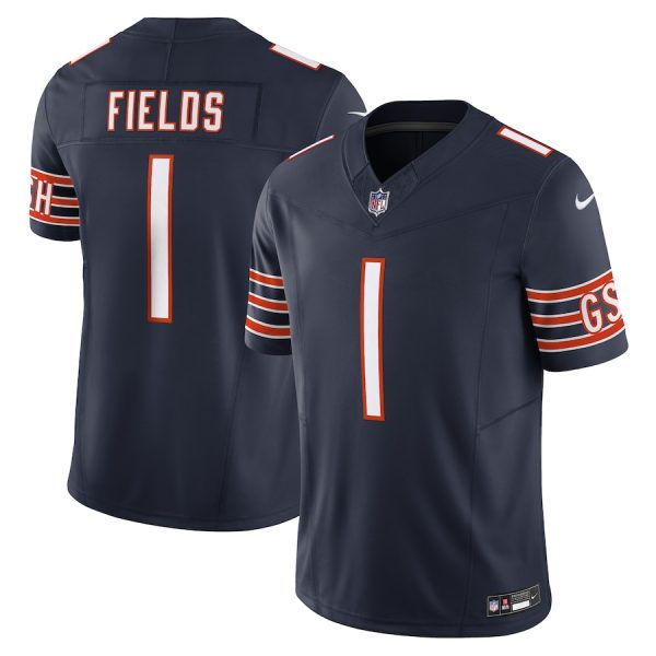 customized Chicago Bears #1 Justin Fields Men's Navy Vapor F.U.S.E. Limited Jersey