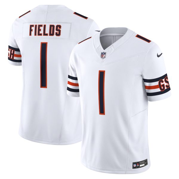 Chicago Bears #1 Justin Fields Men's White Vapor F.U.S.E. Limited Jersey