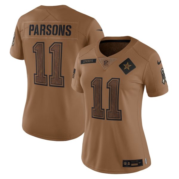 Dallas Cowboys #11 Micah Parsons Women's 2023 Salute To Service Limited Jersey - Brown