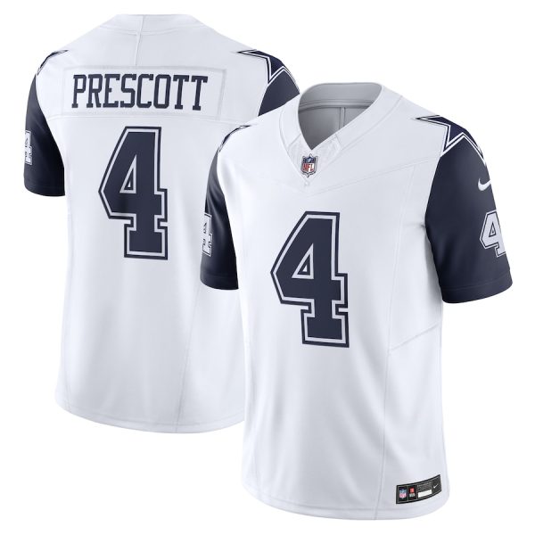 wholesale Dallas Cowboys #4 Dak Prescott Men's White Vapor F.U.S.E. Limited Jersey