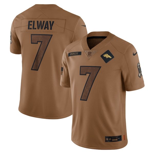 Denver Broncos #7 John Elway Men's 2023 Salute To Service Limited Jersey - Brown