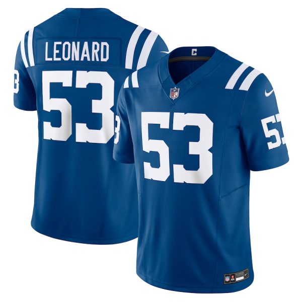 indianapolis colts #53 shaquille leonard men's royal vapor f.u.s.e. limited customized jersey