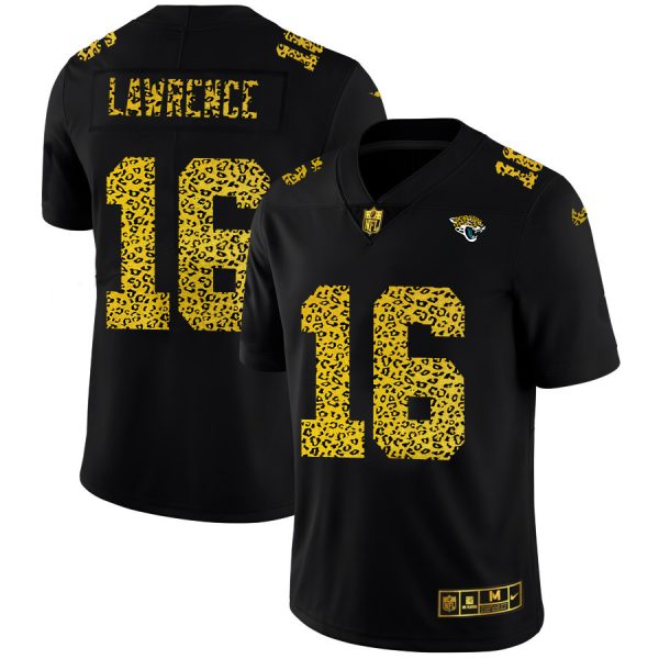 wholesale Jacksonville Jaguars #16 Trevor Lawrence Men's Leopard Print Fashion Vapor Limited NFL Jersey Black