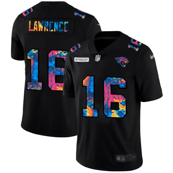 personalized Jacksonville Jaguars #16 Trevor Lawrence Men's Multi-Color Black 2020 NFL Crucial Catch Vapor Untouchable Limited Jersey