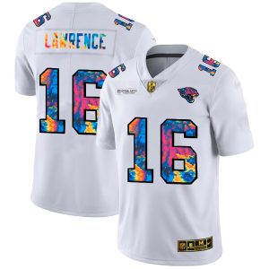 wholesale Jacksonville Jaguars #16 Trevor Lawrence Men's White Multi-Color 2020 NFL Crucial Catch Limited NFL Jersey