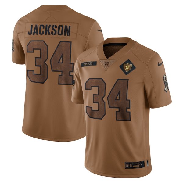 Las Vegas Raiders #34 Bo Jackson Men's 2023 Salute To Service Limited Jersey - Brown