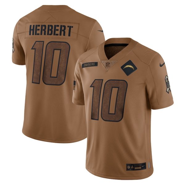 los angeles chargers #10 justin herbert men's 2023 salute to service limited cheap jersey - brown