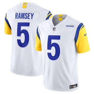 los angeles rams #5 jalen ramsey men's white vapor f.u.s.e. limited cheap jersey