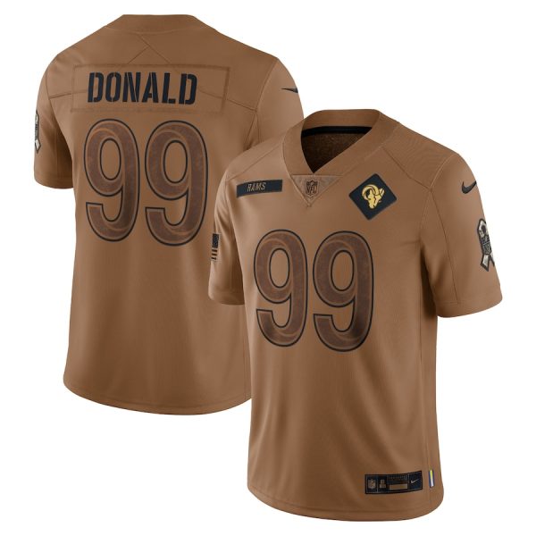 Los Angeles Rams #99 Aaron Donald Men's 2023 Salute To Service Limited Jersey - Brown