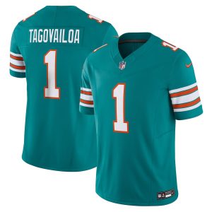 Miami Dolphins #1 Tua Tagovailoa Men's Aqua Vapor F.U.S.E. Limited Jersey