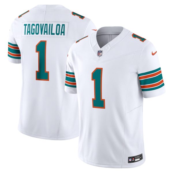 miami dolphins #1 tua tagovailoa men's white vapor f.u.s.e. limited custom jersey