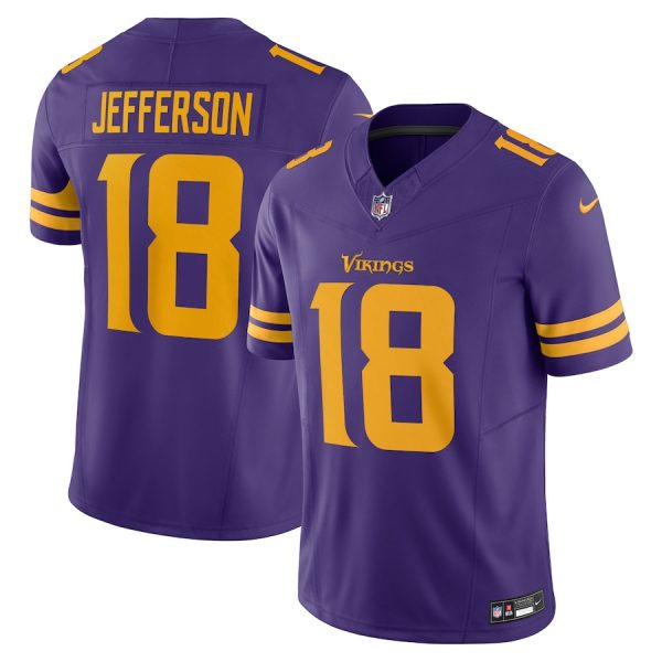 minnesota vikings #18 justin jefferson men's purple vapor f.u.s.e. limited personalized jersey alternate