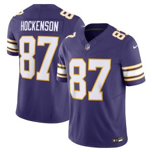 wholesale Minnesota Vikings #87 T.J. Hockenson Men's Purple Vapor F.U.S.E. Limited Jersey