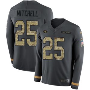 wholesale 49ers #25 Elijah Mitchell Anthracite Salute to Service Men's Stitched NFL Limited Therma Long Sleeve Jersey