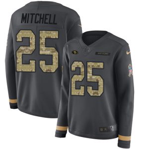 49ers #25 elijah mitchell anthracite salute to service women's stitched nfl limited therma long sleeve cheap jersey