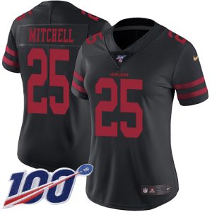 49ers #25 elijah mitchell black alternate women's stitched nfl 100th season vapor limited cheap jersey