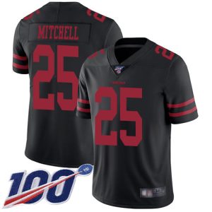 wholesale 49ers #25 Elijah Mitchell Black Alternate Youth Stitched NFL 100th Season Vapor Limited Jersey