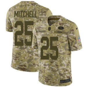 49ers #25 Elijah Mitchell Camo Men's Stitched NFL Limited 2018 Salute To Service Jersey