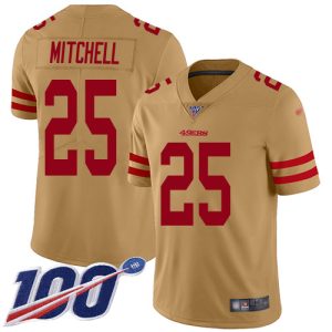 cheap 49ers #25 Elijah Mitchell Gold Men's Stitched NFL Limited Inverted Legend 100th Season Jersey