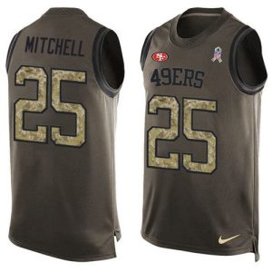 cheap 49ers #25 Elijah Mitchell Green Men's Stitched NFL Limited Salute To Service Tank Top Jersey